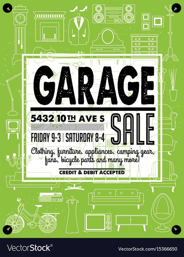 garage sale poster royalty free vector image vectorstock garage sale poster