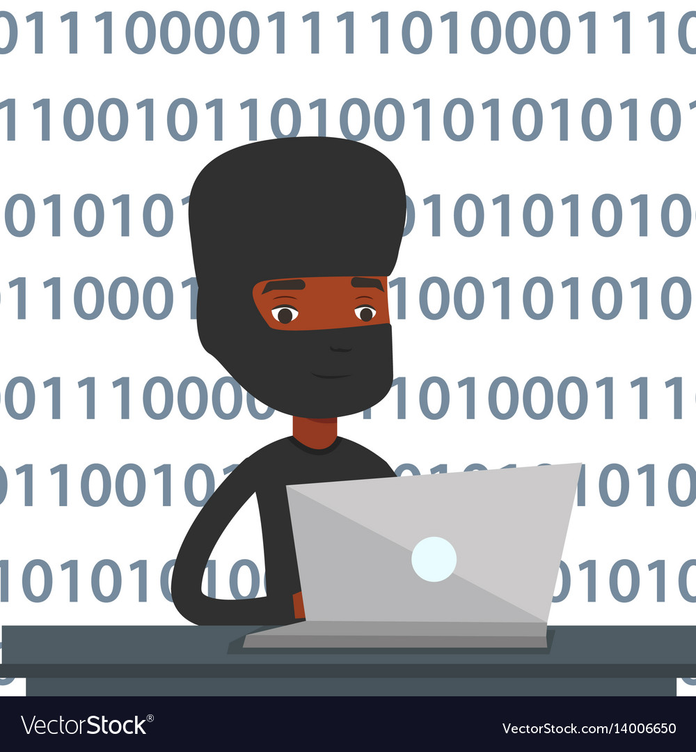 Hacker using laptop to steal information
