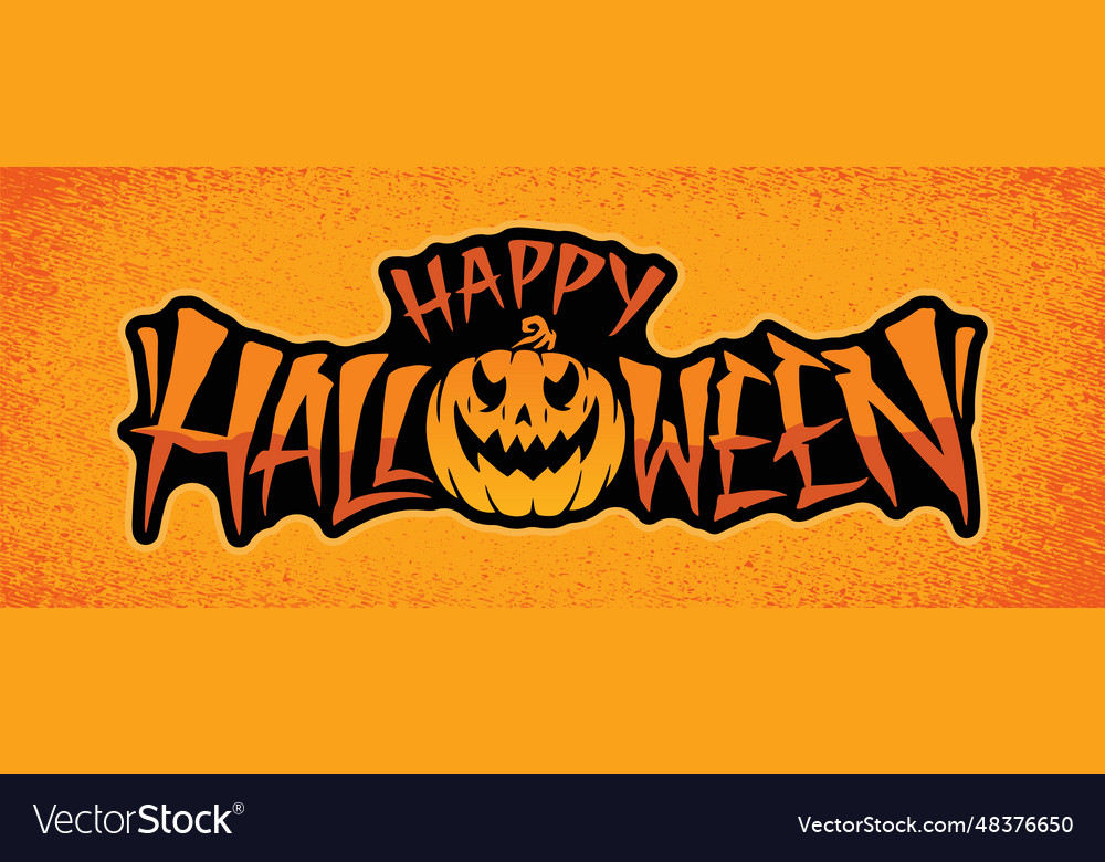 Happy halloween lettering colorful sticker Vector Image