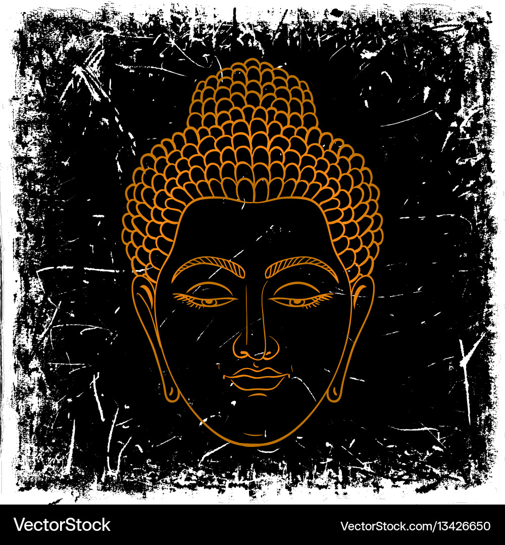 Head buddha on grunge background Royalty Free Vector Image