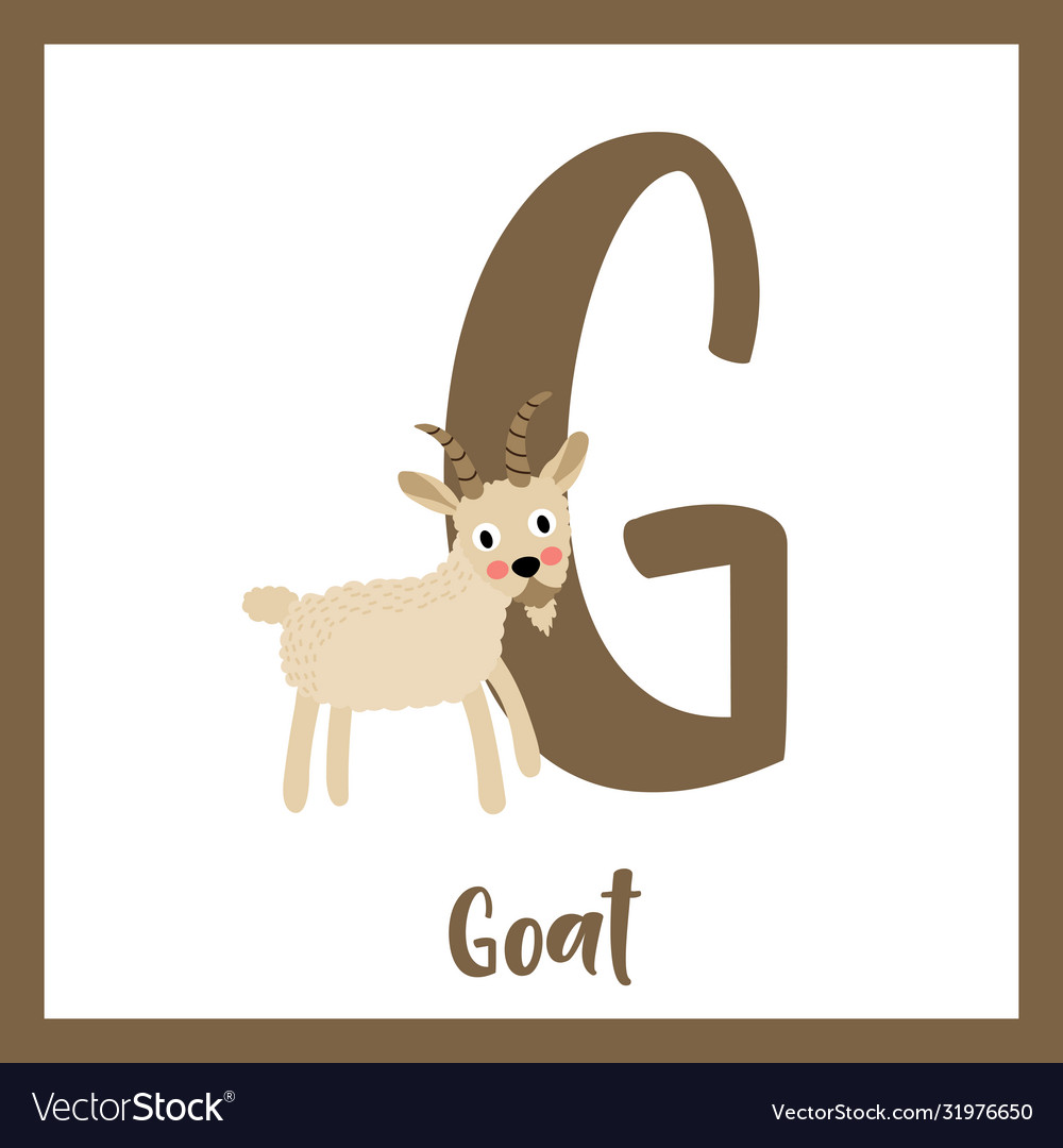 Letter g vocabulary standing goat Royalty Free Vector Image