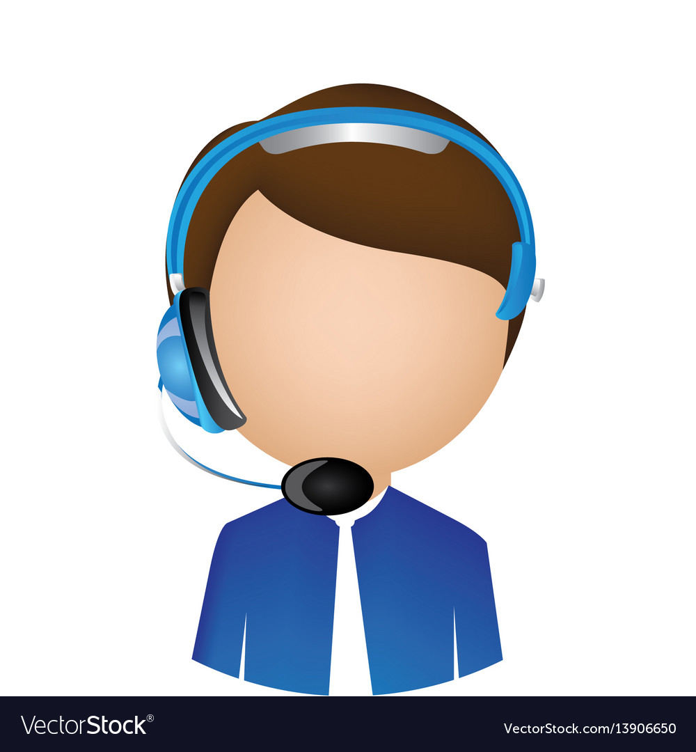 Man call center with headphone