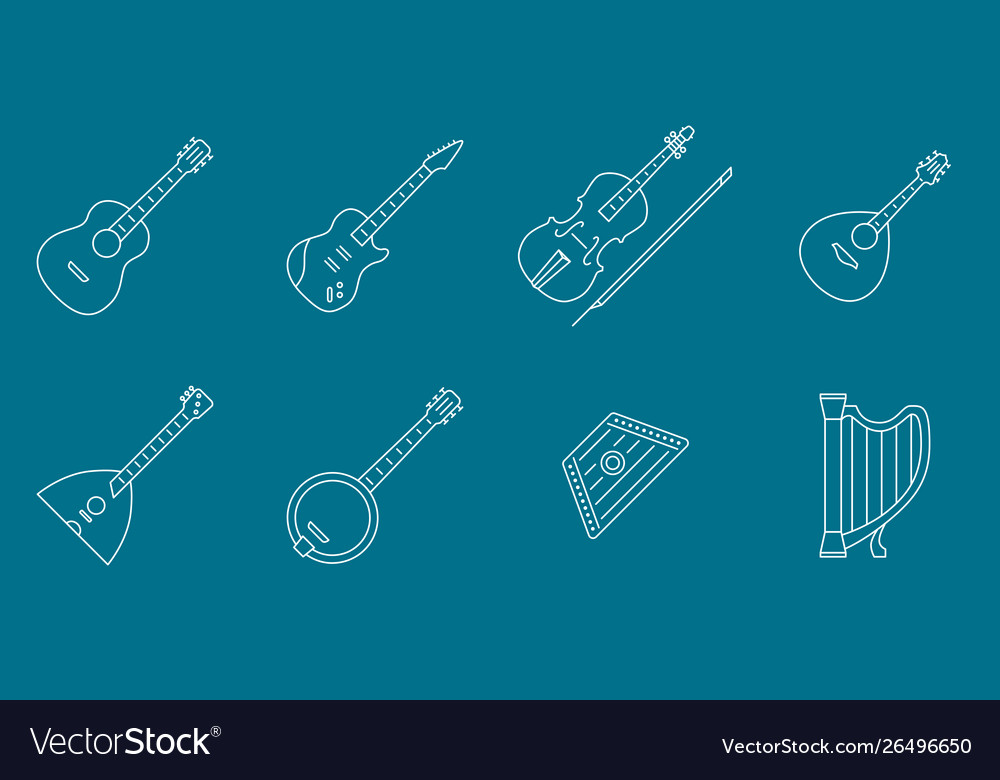 Music instruments icons set 01 vector image Music instruments icons set 01