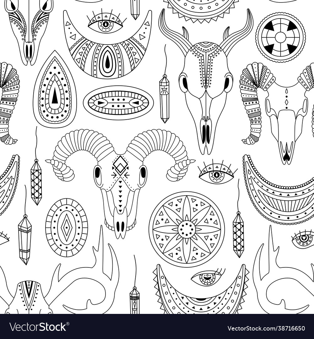Seamless pattern with boho bohemian background vector image Seamless pattern with boho bohemian background