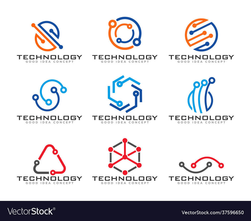 Technology set logo design Royalty Free Vector Image