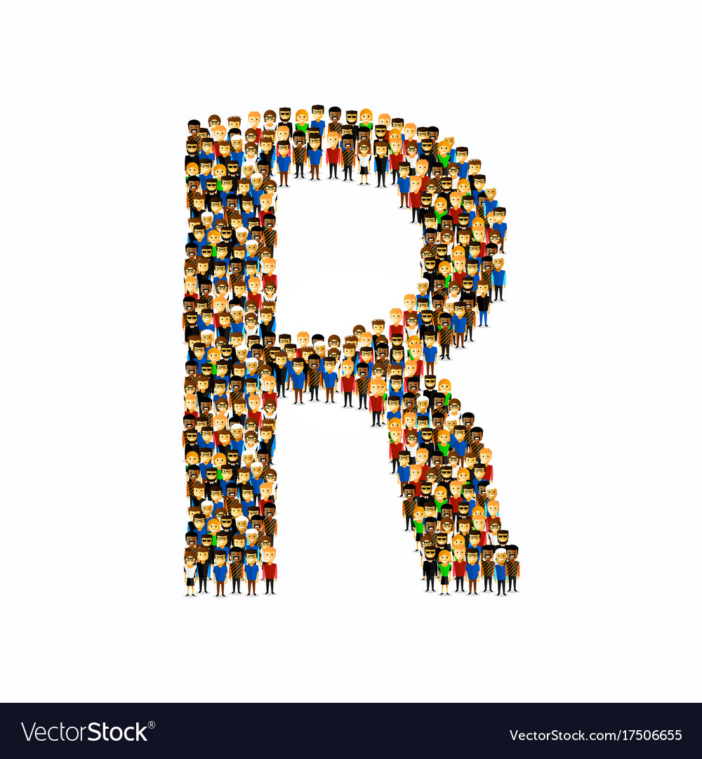 A group of people in english alphabet letter r Vector Image