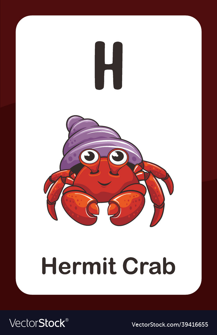 Animal alphabet flashcard - h for hermit crab Vector Image Animal alphabet flashcard - h for hermit crab Vector Image