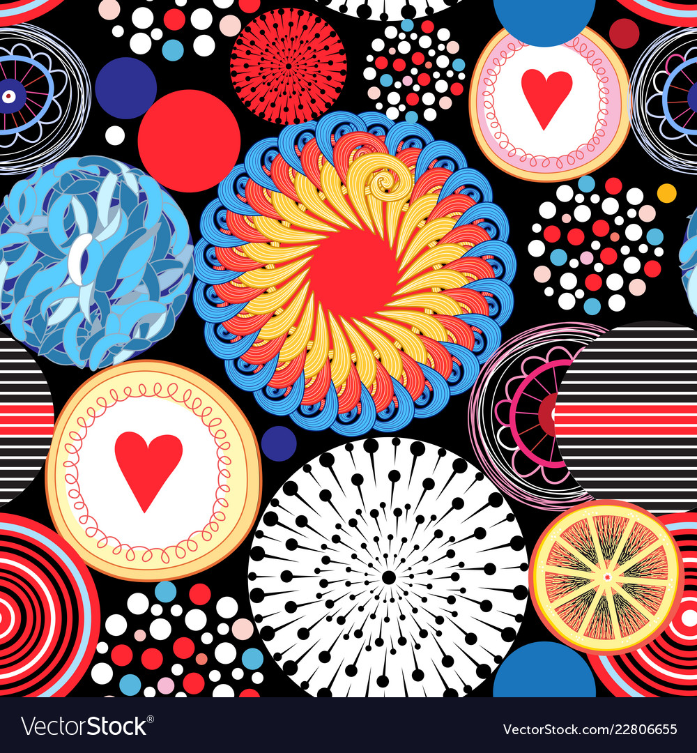 Bright seamless pattern of different round