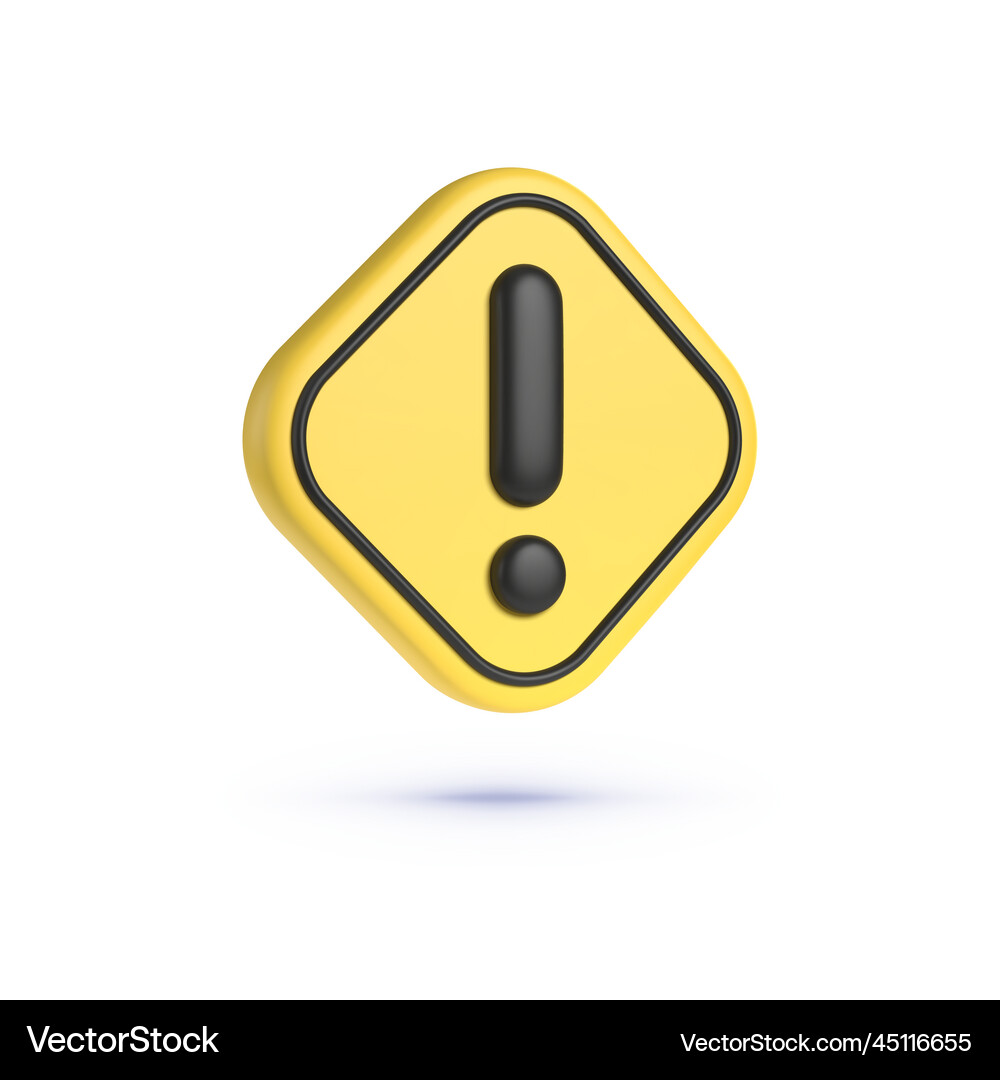 Caution 3d on white background yellow button Vector Image