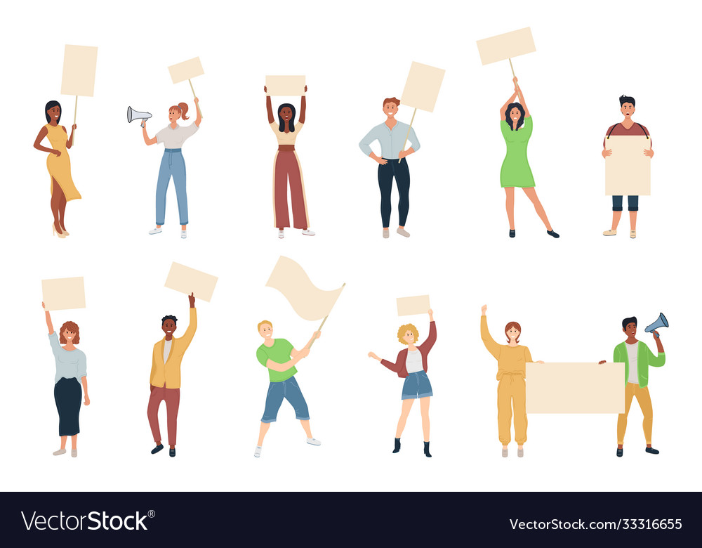 Crowd protesting people Royalty Free Vector Image