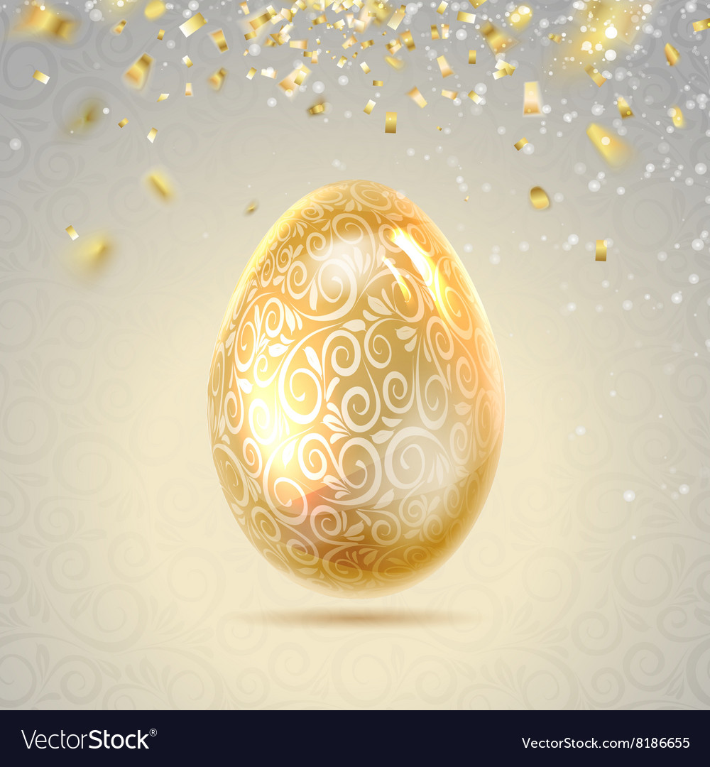 Easter egg with curves of ribbon confetti Vector Image