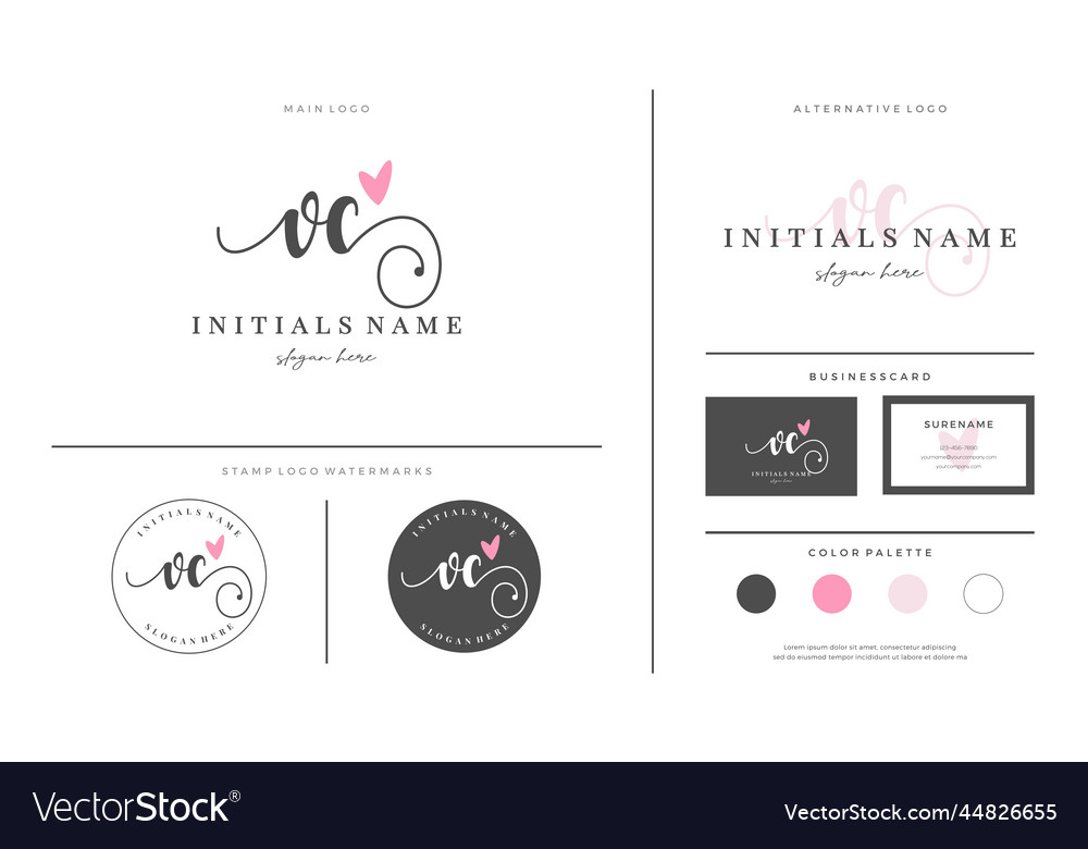 Initial vc letter v c handwriting beauty logo vector image Initial vc letter v c handwriting beauty logo