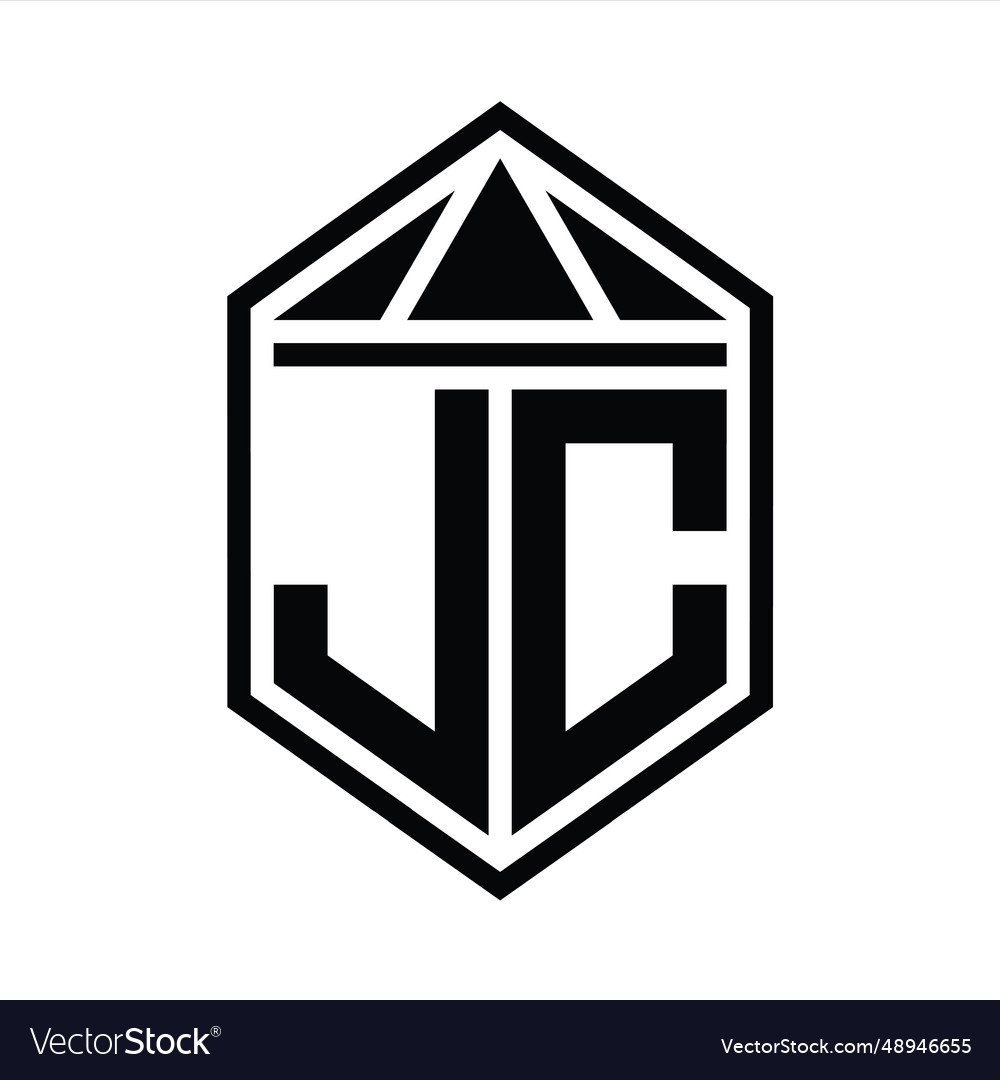 Jc letter logo monogram simple hexagon shield Vector Image