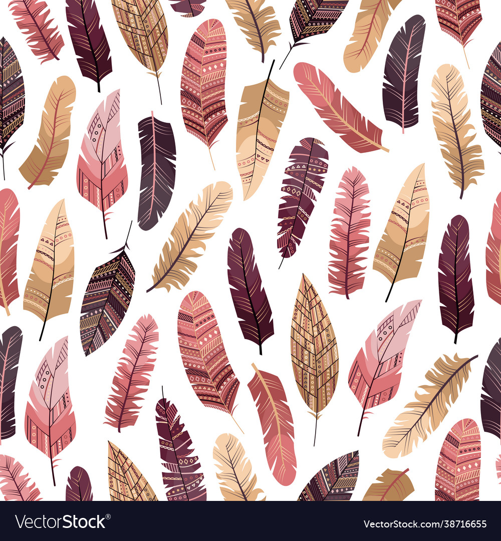 Seamless pattern in boho style with feathers vector image Seamless pattern in boho style with feathers