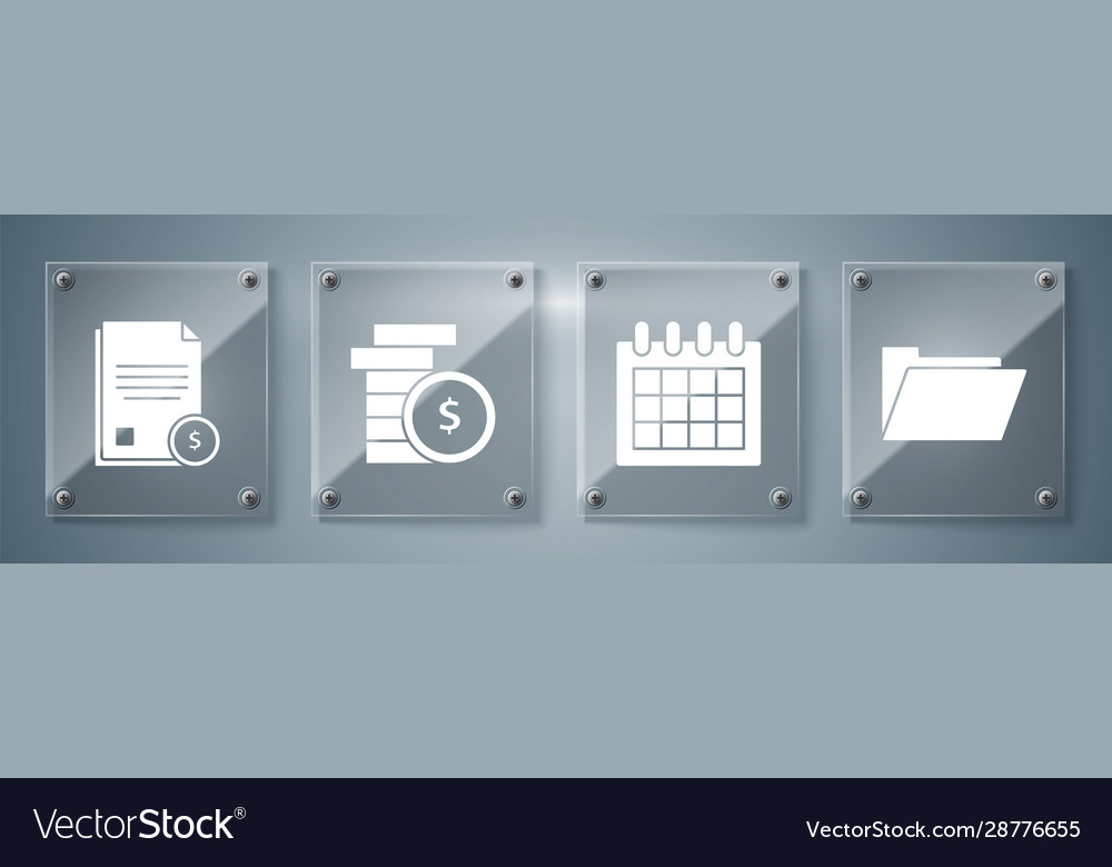 Set document folder calendar coin money