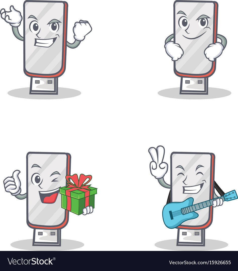 Set of flashdisk character with succesfull