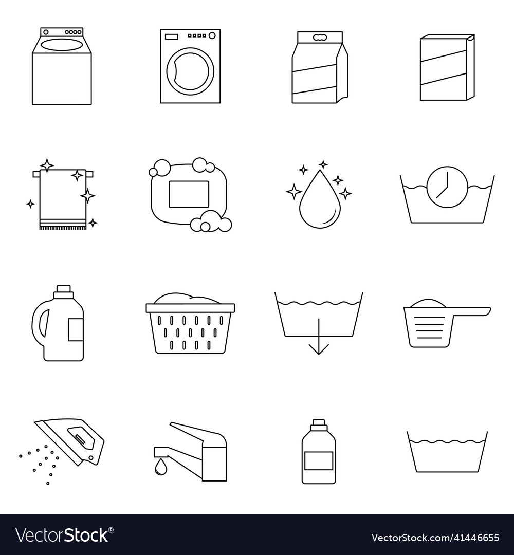 Simple set of laundry related line icons contains