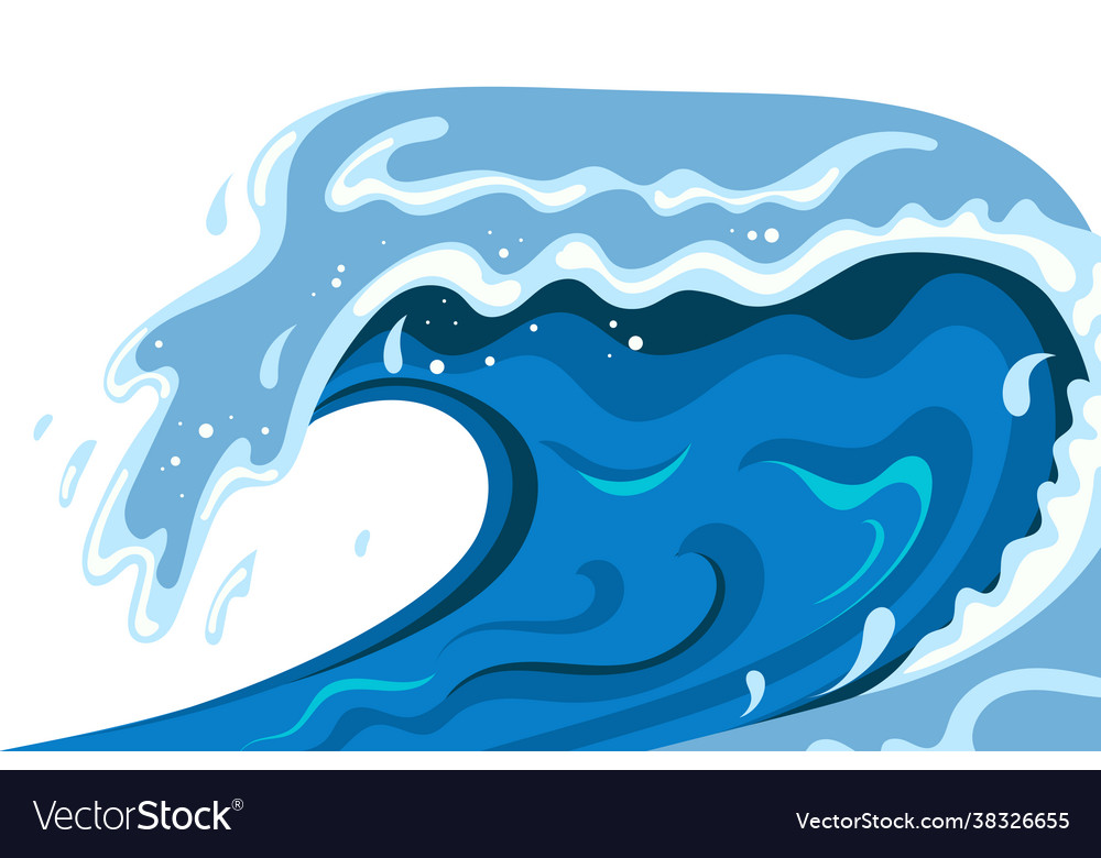 Tsumani wave in flat cartoon style Royalty Free Vector Image