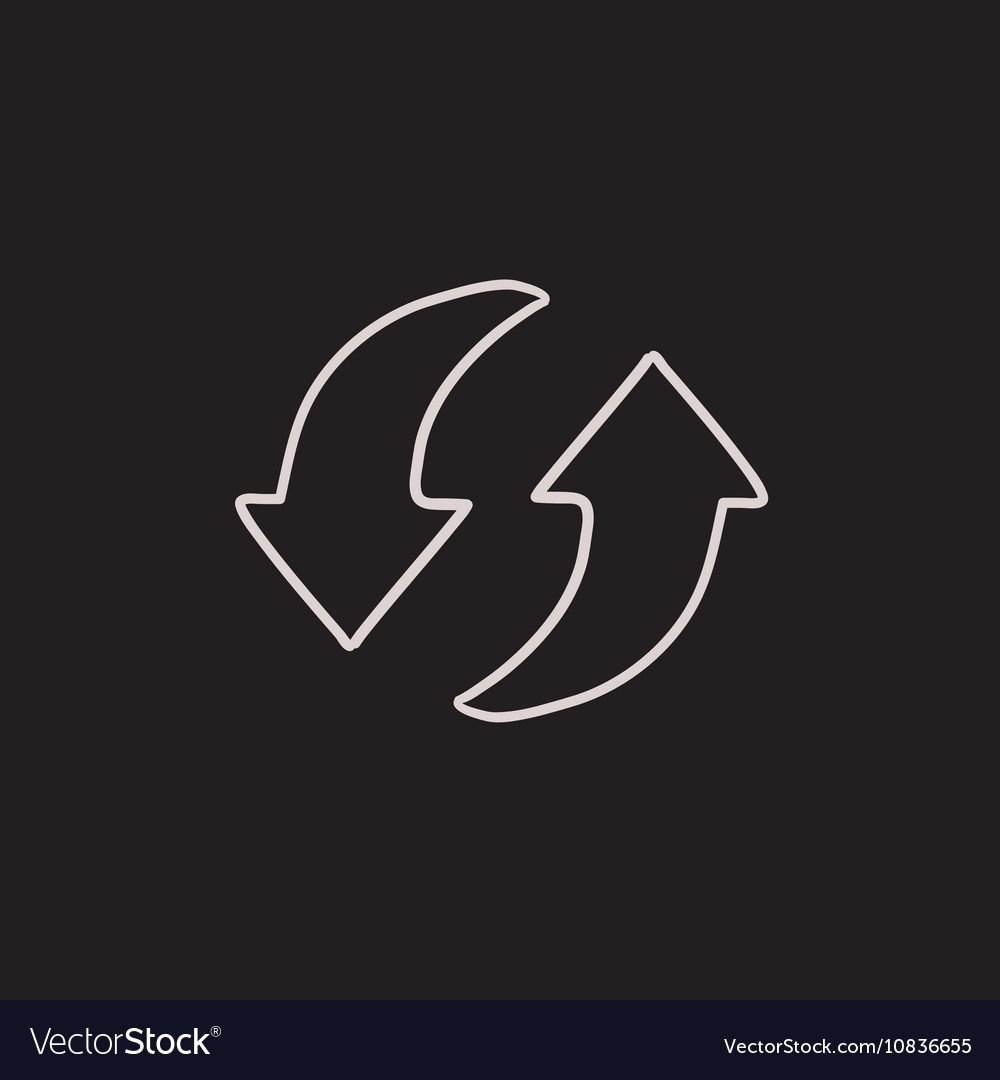 Two circular arrows sketch icon