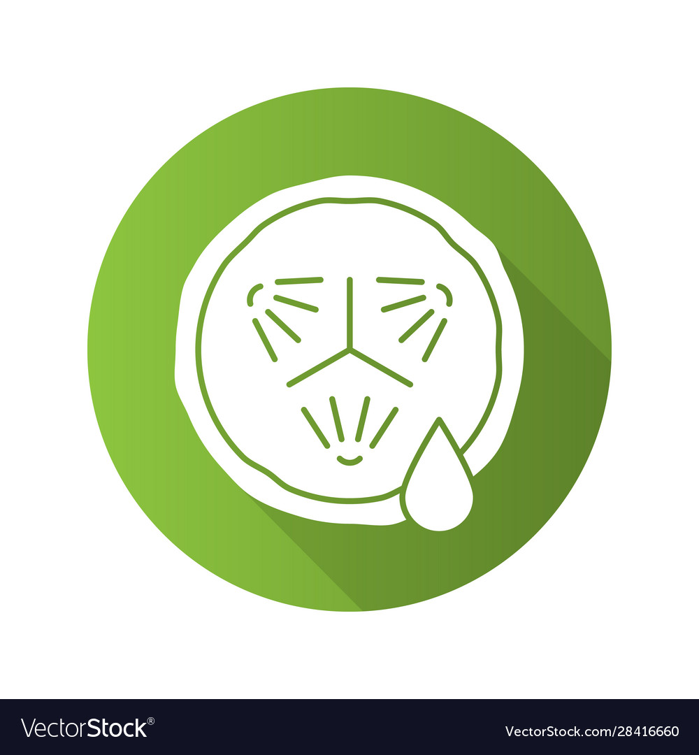 Cucumber slice with juice flat design long shadow vector image Cucumber slice with juice flat design long shadow
