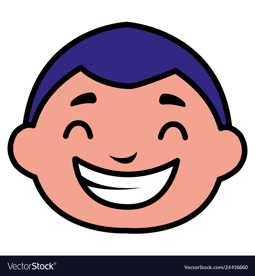 Cute little boy head character Royalty Free Vector Image