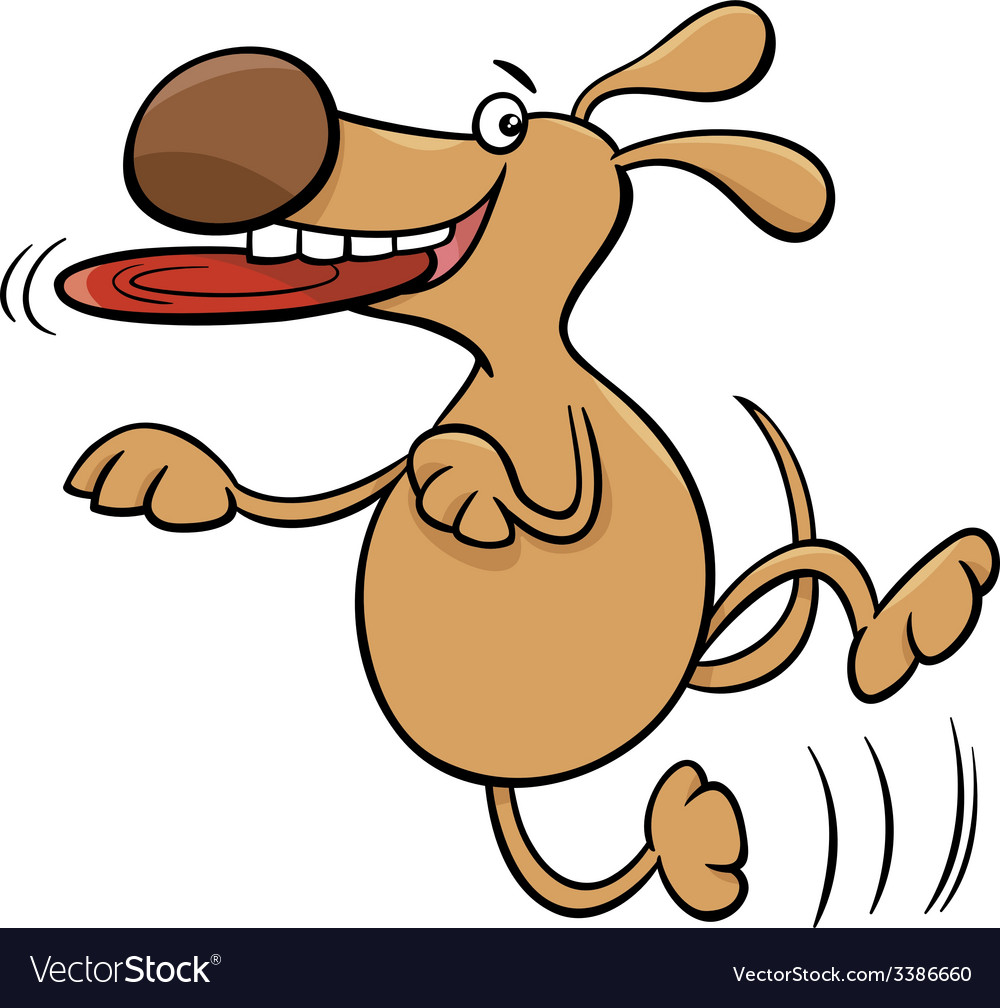 Dog with frisbee cartoon Royalty Free Vector Image