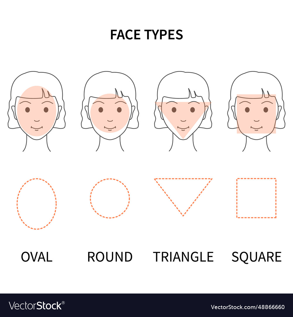 Female face shape types set line Royalty Free Vector Image