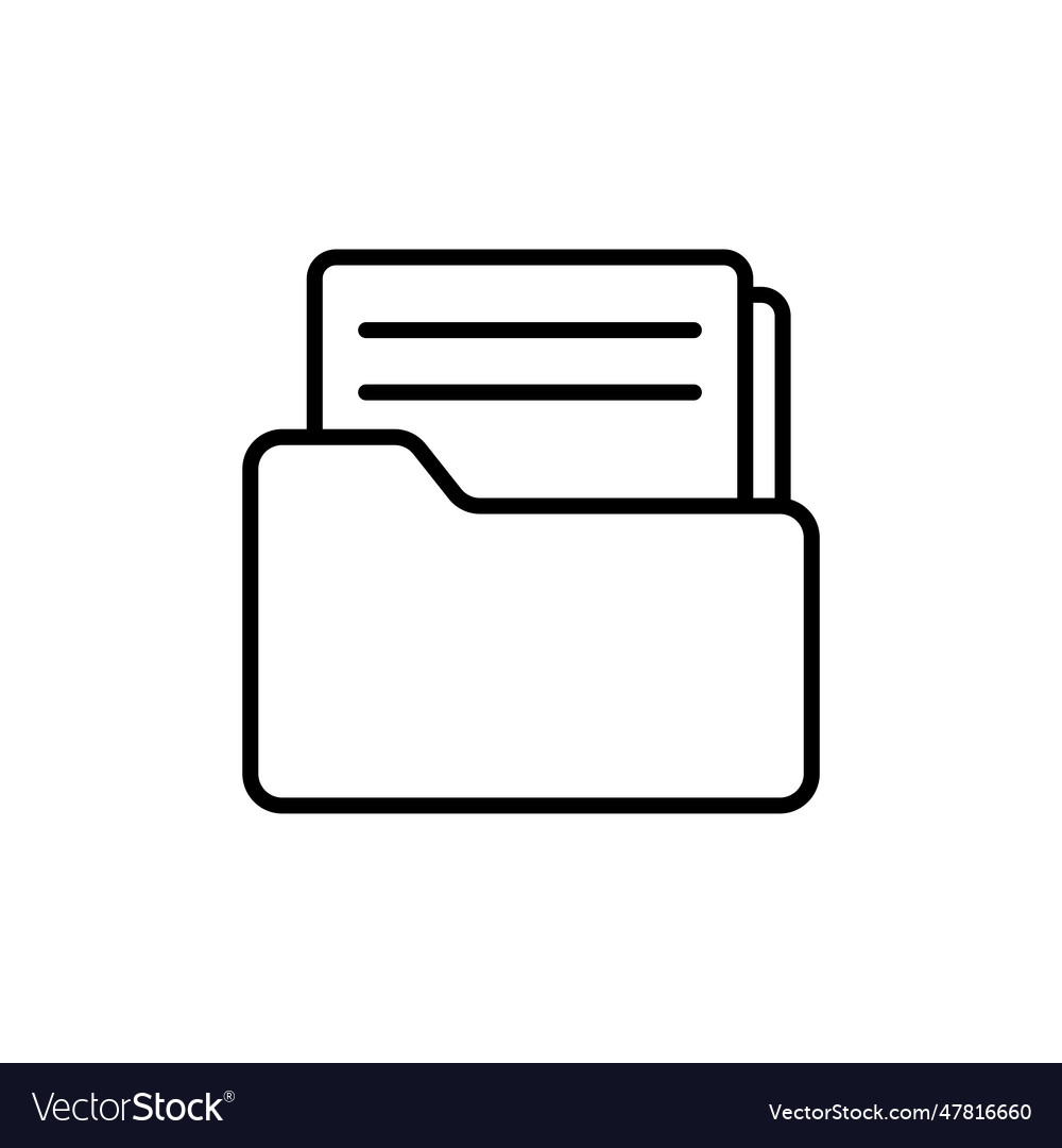 File folder outline style icon vector image File folder outline style icon