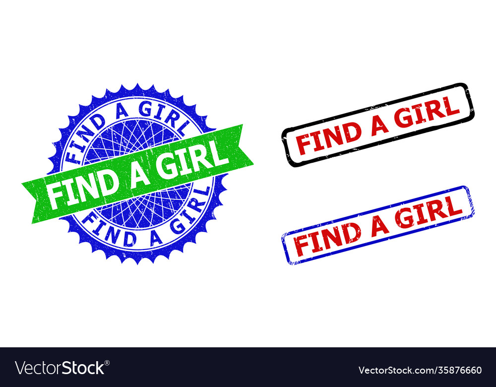 Find a girl rosette and rectangle bicolor badges Vector Image