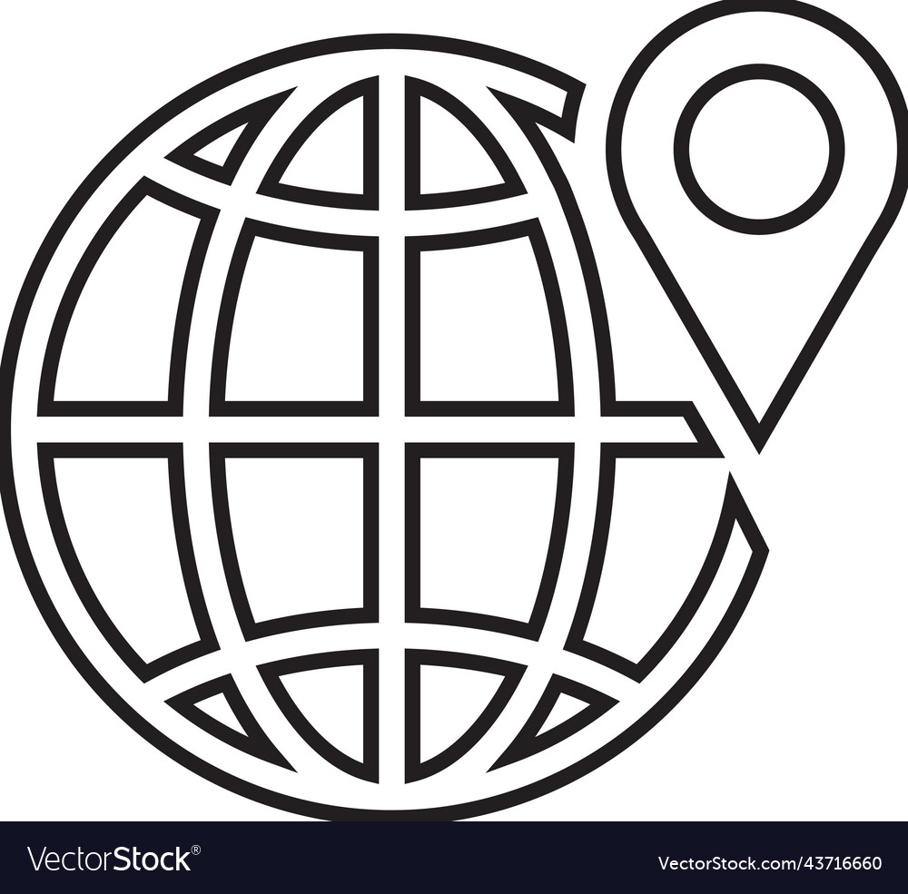 Globaler Standort gps pin Umriss Icon Line Art