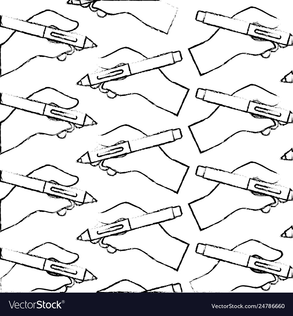 Hand with pen ink write pattern