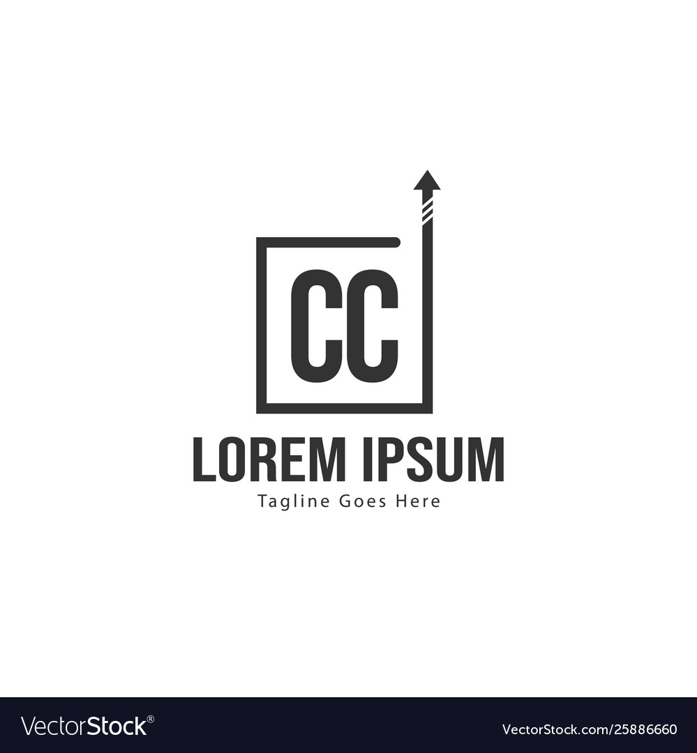 Initial cc logo template with modern frame