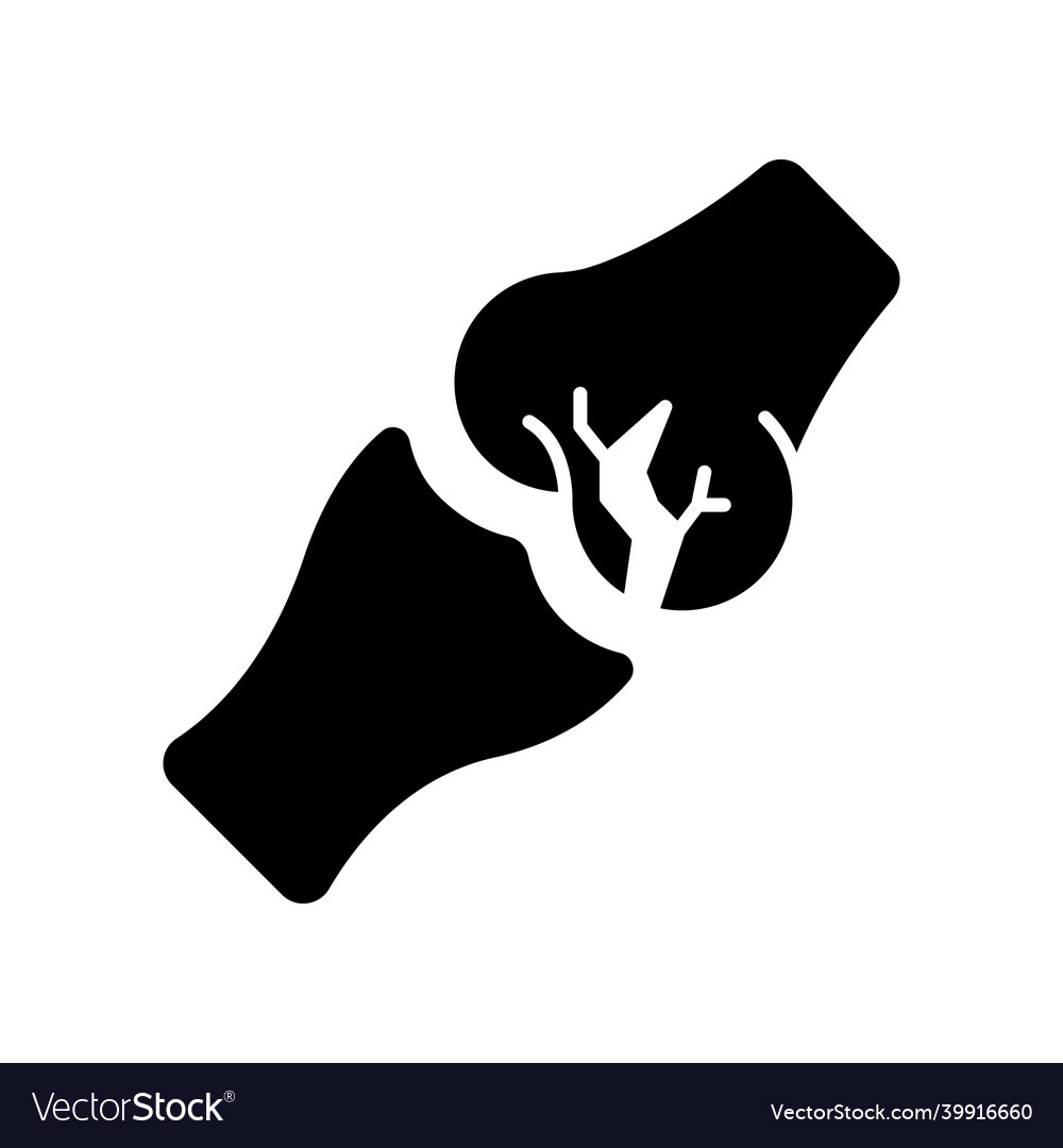 Joint fracture black glyph icon injured limb Vector Image