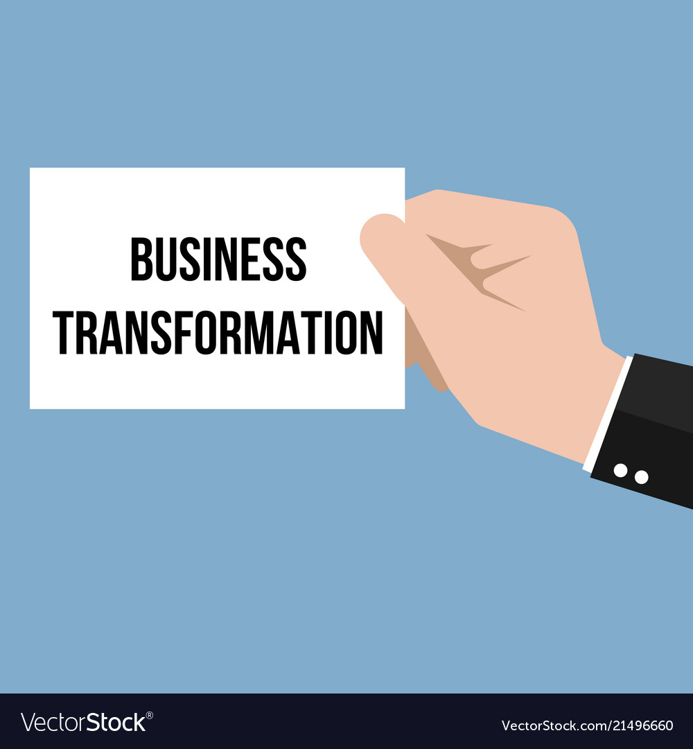 Man showing paper business transformation text