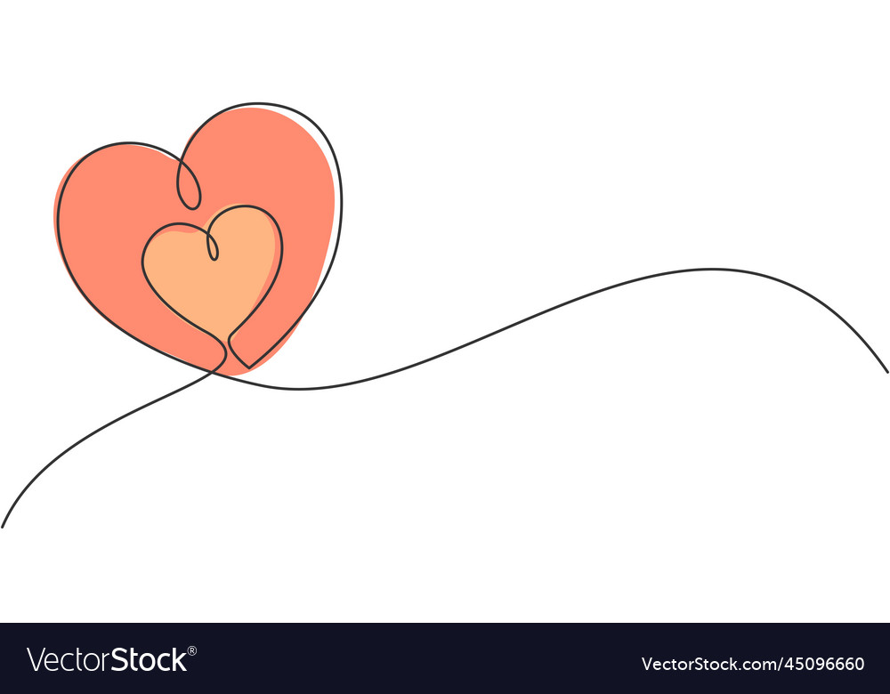 One continuous line drawing of cute love heart
