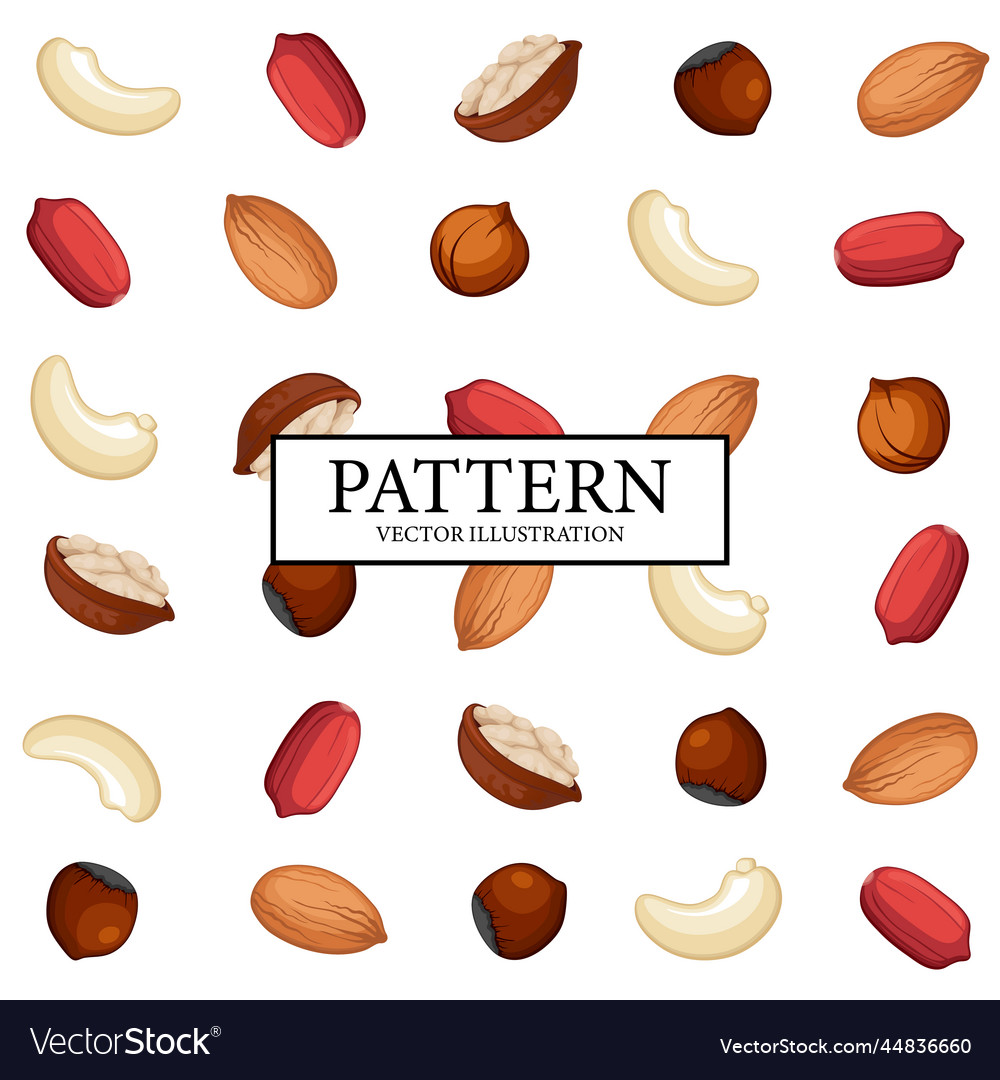 Pattern background set of different nuts