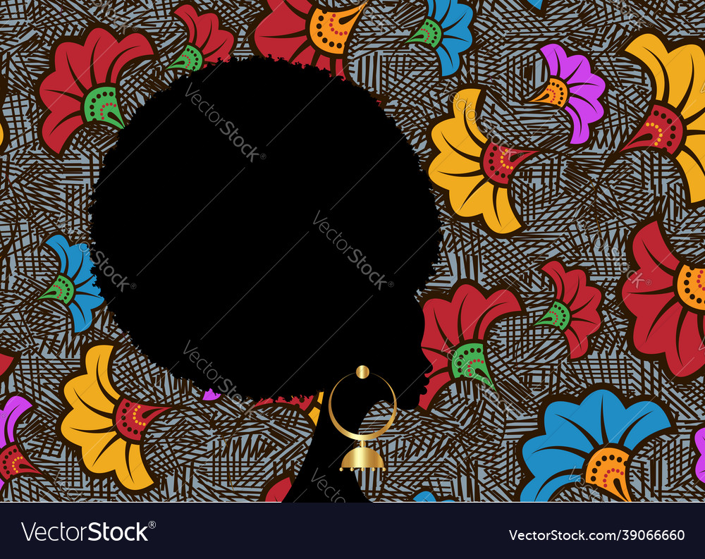 Portrait african woman black curly afro hair Vector Image