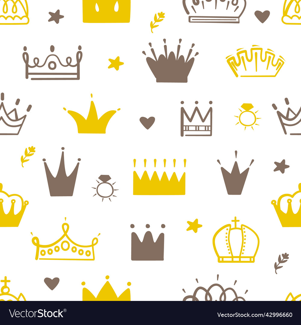 Princess crown seamless pattern crowns print vector image Princess crown seamless pattern crowns print