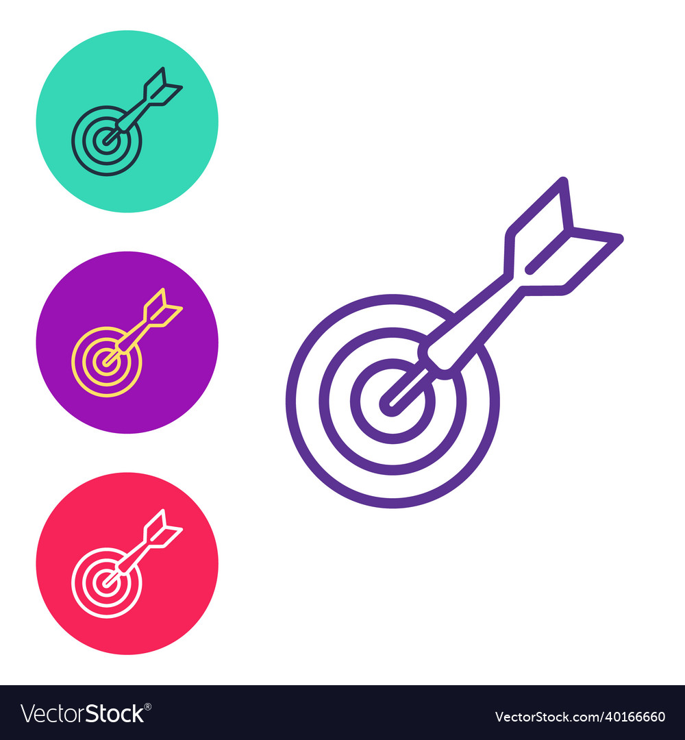 Set line classic dart board and arrow icon vector image Set line classic dart board and arrow icon