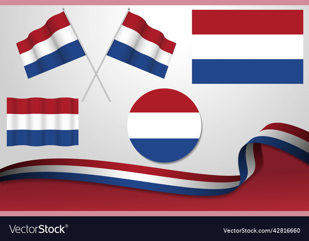 Set of netherlands flags in different designs