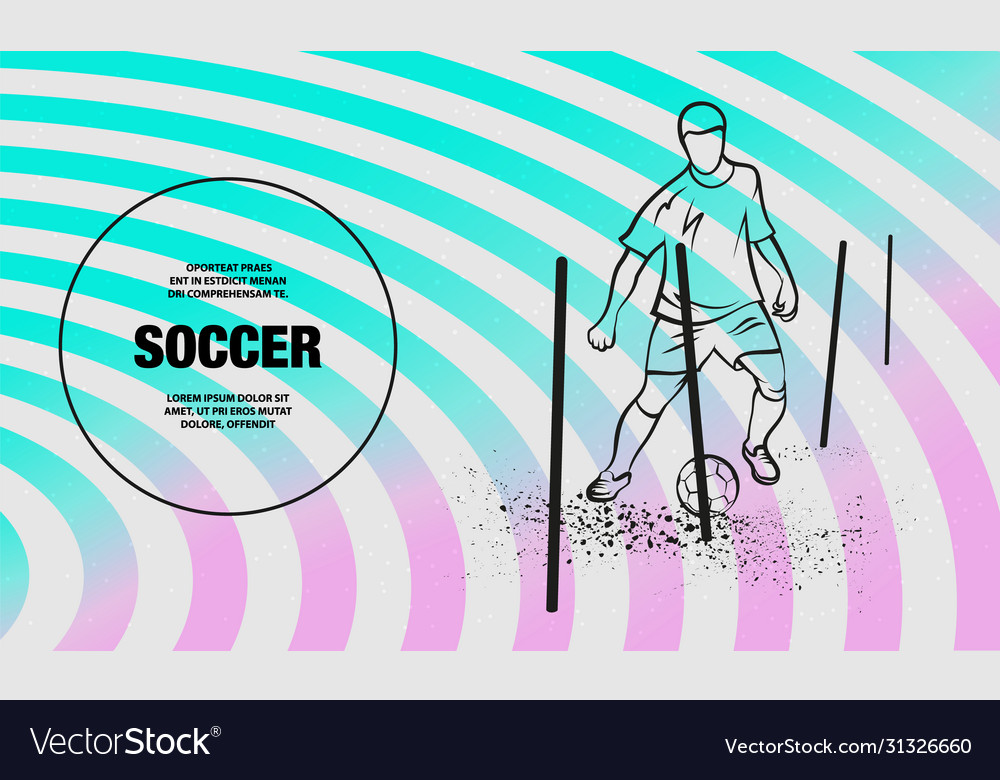 Soccer player training with ball between