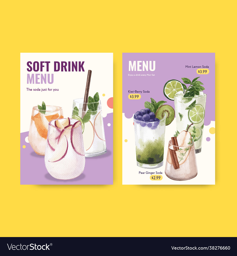 Soda Drink Menu Template For Cafe And Bistro Vector Image, 44% OFF