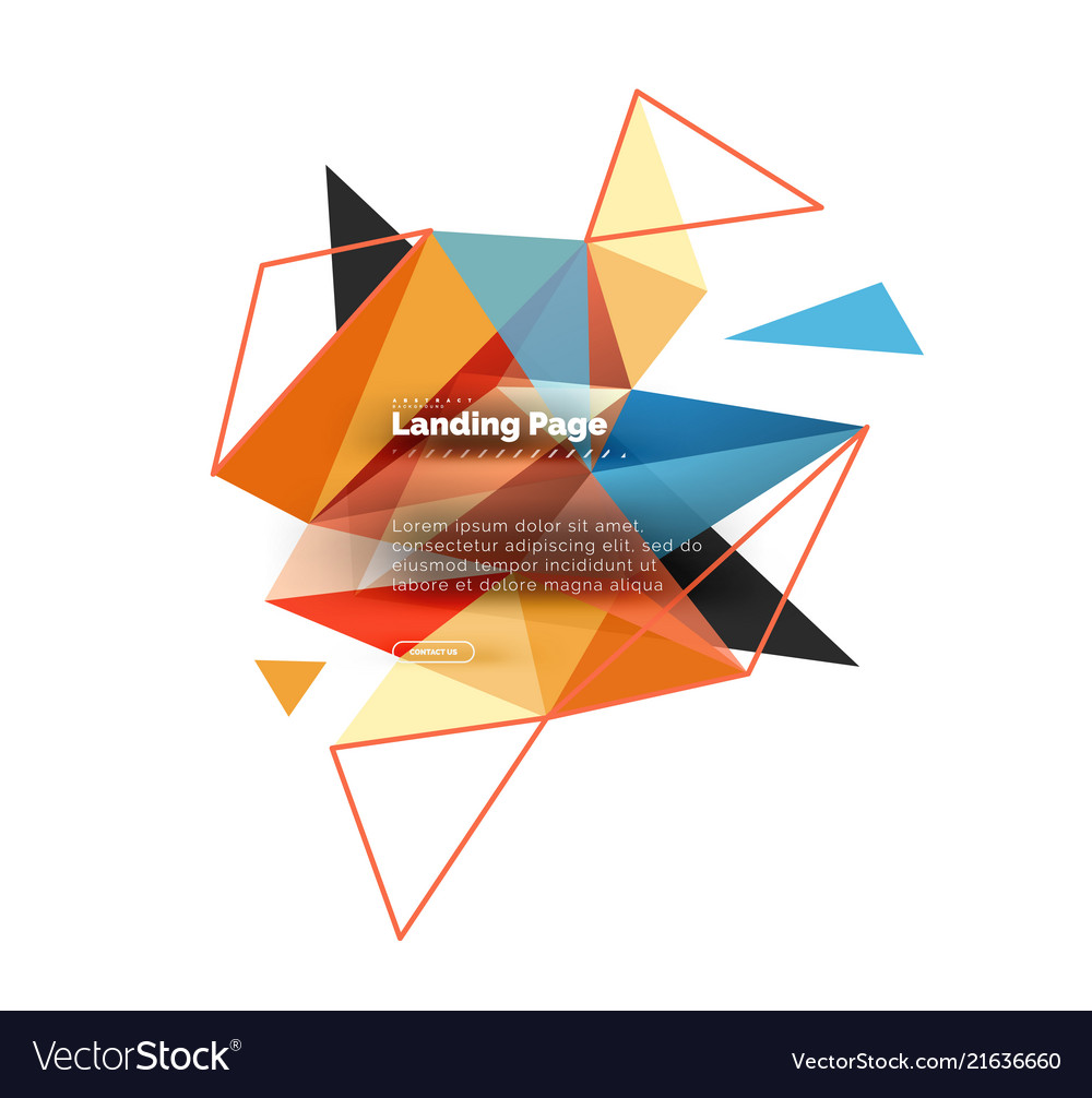 Triangular design abstract background landing vector image Triangular design abstract background landing