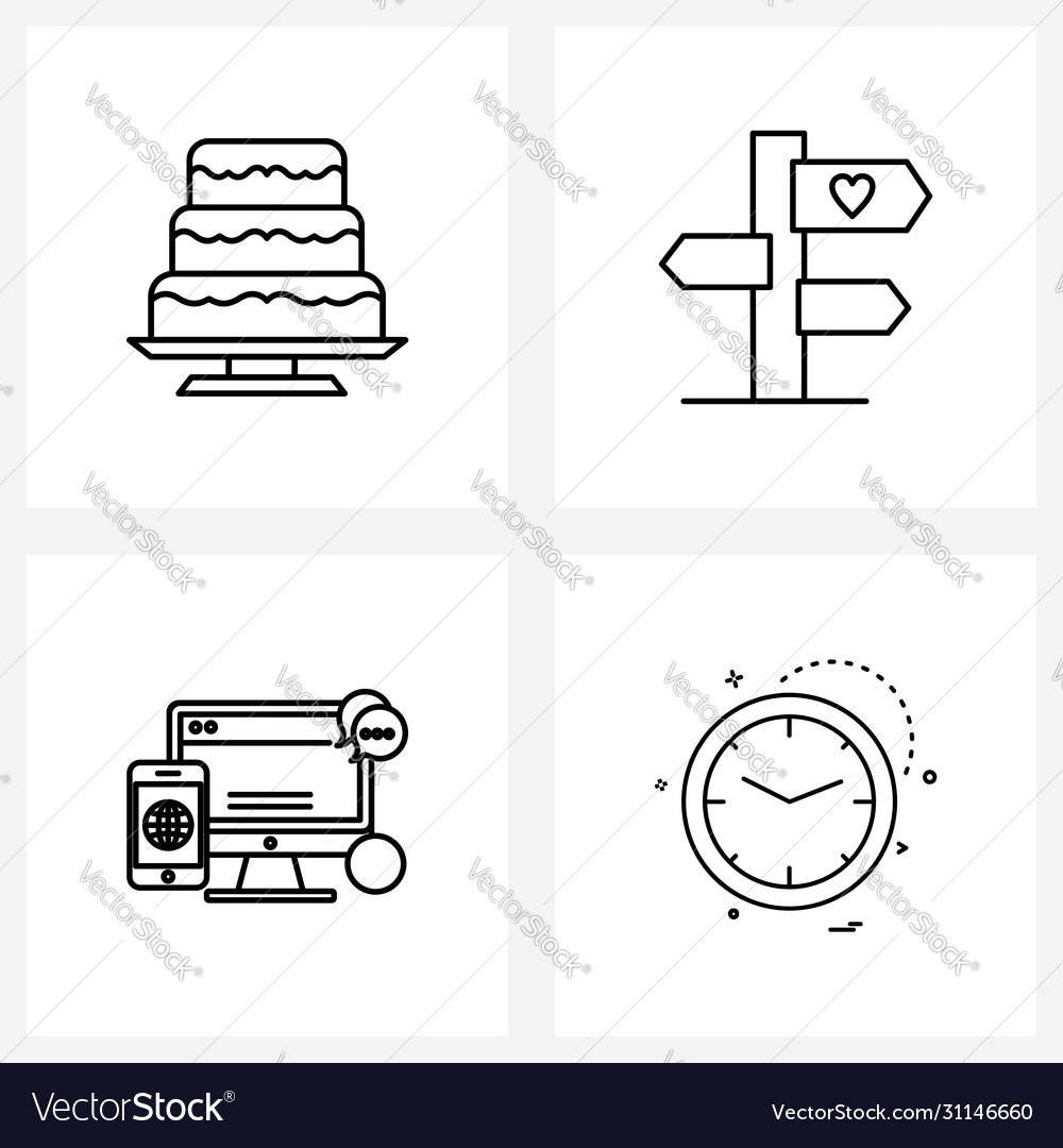 Ui set 4 basic line icons cake website eat