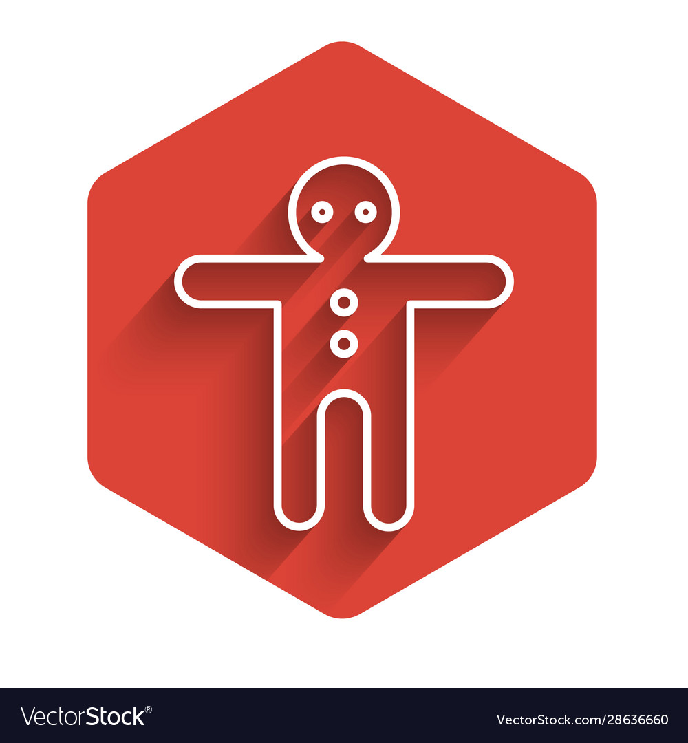 White line holiday gingerbread man cookie icon