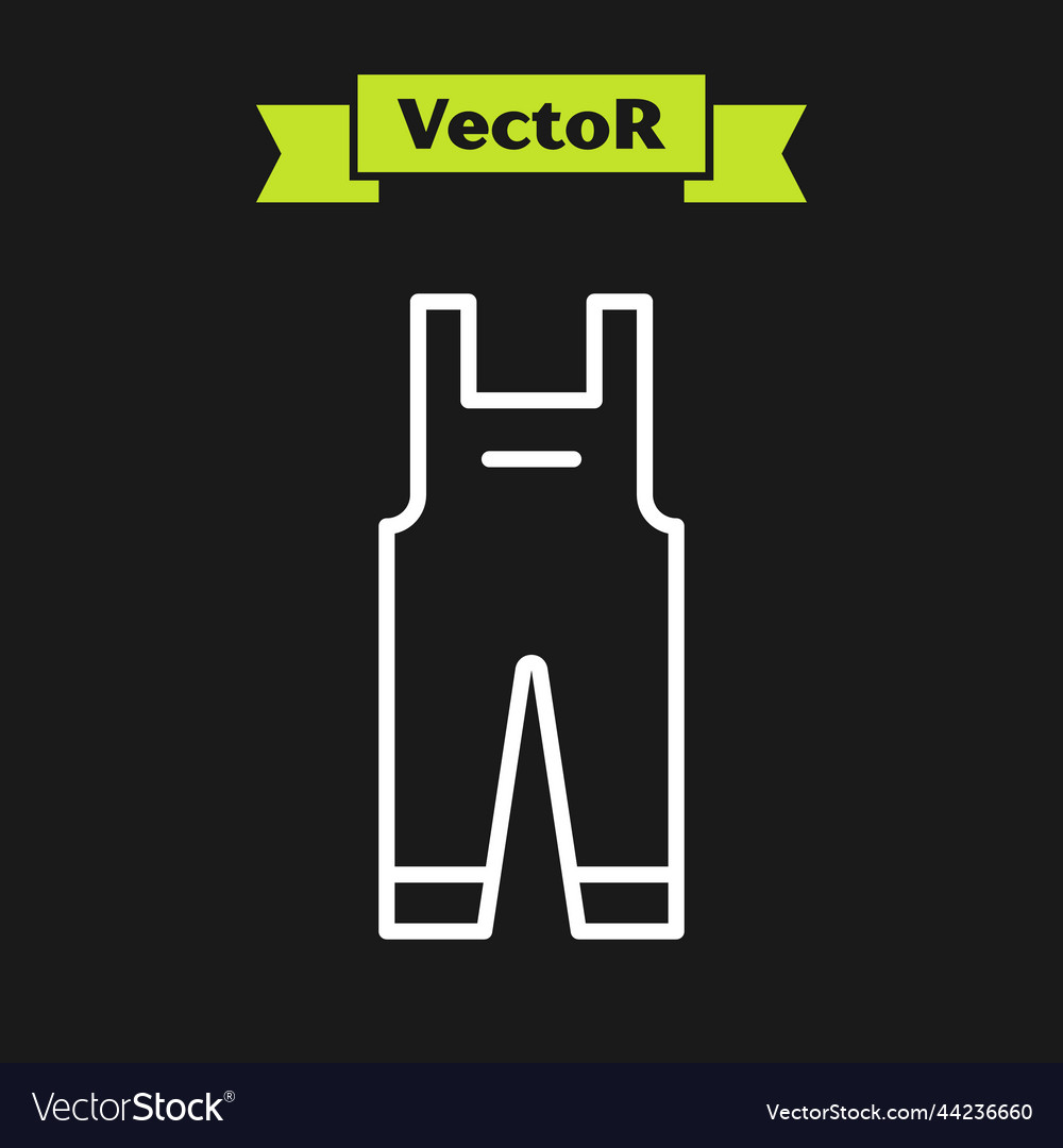 Weiße Linie Arbeit Overalls Icon isoliert auf schwarz