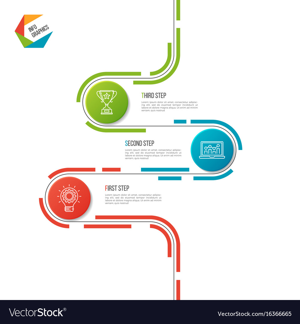 abstract 3 steps road timeline infographic vector image