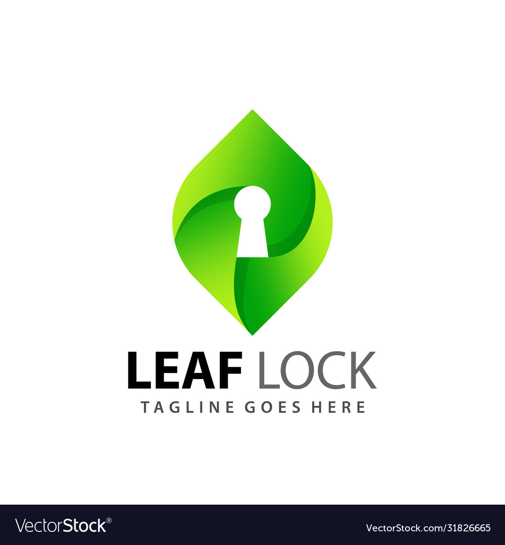 Abstract Leaf Key Lock Logo Design Premium Vector Image