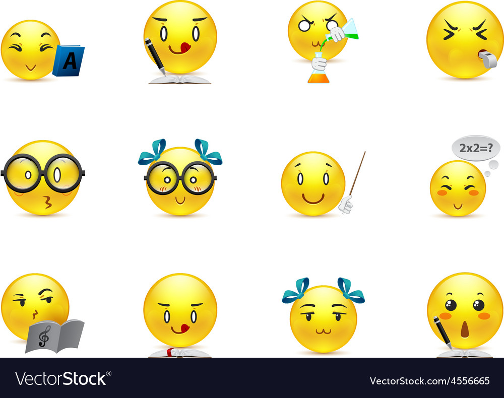 Anime smiles on the lessons Royalty Free Vector Image