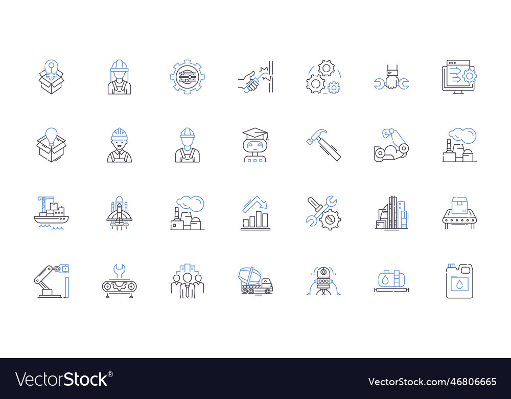 Automation line icons collection robotics Vector Image Automation line icons collection robotics